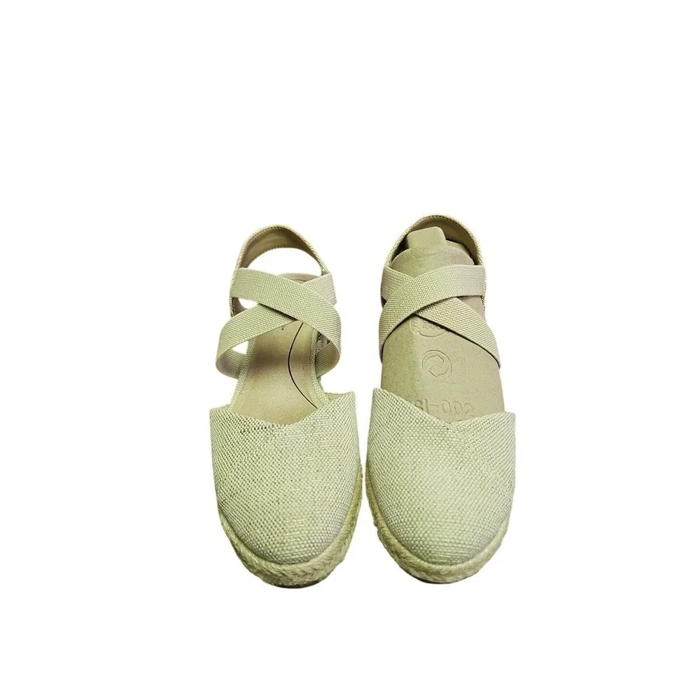 LifeStride Womens Kimballs Natural Canvas Sandal Shoes Size 6.5 M IVORY NEW